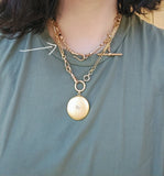 Antique Gold Filled Paper Clip Link Watch Chain Necklace, 13 5/8"