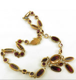 Antique 12K Bohemian Faceted Garnet Festoon Necklace, Gift for Her, Wedding Necklace