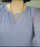 Antique Victorian 14K Solid Yellow Gold Ornate Interlocking Link Book Chain Necklace, Collar Locket Chain, Statement Necklace, 21.75 Inches