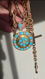 Antique French 18k Turquoise, Seed Pearl & Rose-Cut Diamond Floral Locket, Late 19th Century