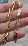Antique Art Deco 14k Bar Link Cable Link Watch Chain Necklace, 13.5", Gift for Her