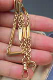 Antique 14k Yellow Gold Trombone Link Cable Link Watch Chain Necklace (Almost 14")