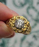 Antique Early 1900s French 18K Gold Diamond Ring: Old Mine Cut, 1.35 CT, Size 9-9.25