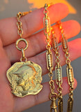 Antique French Art Nouveau 18K Gold Warrior Profile Medallion Pendant – Attributed to Charles Édouard Fraisse (1880–1945)