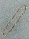 Antique 14k Rolo Cable Link Watch Chain Choker Necklace, 14&1/8", Gift for Her