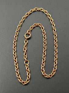 Antique 14k Rolo Cable Link Watch Chain Choker Necklace, 14&1/8", Gift for Her