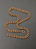 Antique Victorian 10K-12K Solid Gold Double Interlocking Link Collar Chain Necklace, Locket Watch Chain, 19 Inches