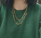 Antique Gold Filled Ornate Bar Link Watch Chain Choker Necklace, 14&1/8", Gift for Her