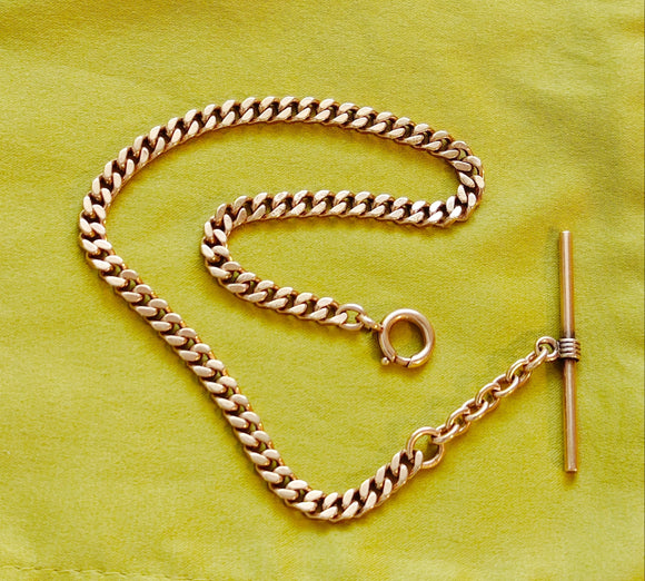 Antique 12K-14k Curb Link Short Watch Chain Necklace with Gold Filled Chain Extender Option, Gift for Her