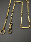 Antique 14k Bar Link Belcher/Biker Link Watch Chain Necklace with Gold Filled Chain Extender Option, Gift for Her