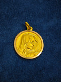 Vintage 18K Yellow Gold Madonna Virgin Mary Medallion Charm Pendant, Religious Talisman