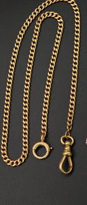 Antique 14k Curb Link Watch Chain Necklace, Gift for Her