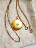 Antique 10K Solid Gold Rose Cut Diamond Starburst Round Shape Photo Locket, Monogram BGA, Gift for Her