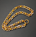 Antique Victorian 14K Solid Yellow Gold Ornate Interlocking Link Book Chain Necklace, Collar Locket Chain, Statement Necklace, 21.75 Inches