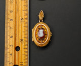 Victorian Etruscan Revival 10K Gold Cameo Oval Locket - Circa 1880s