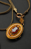 Victorian Etruscan Revival 10K Gold Cameo Oval Locket - Circa 1880s
