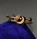 Antique  Victorian 14K Gold Onyx Black Enamel Split Pearl Crescent Baby Young Child Bangle Bracelet, Wrist Size 5-5.25", Gift for Her