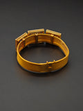 Mid-century Retro 18K Three-Section GIA Ceylon Sri Lanka No Heat Sapphire Old Mine Diamond Greek Key Mesh Link Bracelet