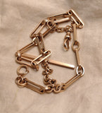 Antique 1900s 14K Solid Gold Paper Clip Link an Oval Link Albert Watch Chain Choker Necklace, 14", Gift for Her