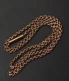 Genuine Victorian 12k Gold Collar Chain, Rolo Belcher Biker Link - 17.25 " Ornate Antique