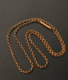 Genuine Victorian 12k Gold Collar Chain, Rolo Belcher Biker Link - 17.25 " Ornate Antique