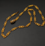 Antique Edwardian 14k Filigree Sautoir Long Chain Necklace, 32.25" | Early 1900s