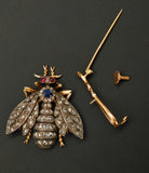 Antique Late 19th Century Victorian French 18K Gold Silver Bee Brooch Pendant