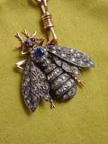 Antique Late 19th Century Victorian French 18K Gold Silver Bee Brooch Pendant