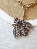 Antique Late 19th Century Victorian French 18K Gold Silver Bee Brooch Pendant
