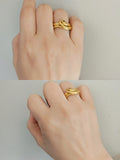 Vintage Angela Cummings 18k Gold Brutalist Textured Abstract Inter-knotting Ring, Ring Size 7.5