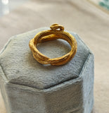 Vintage Angela Cummings 18k Gold Brutalist Textured Abstract Inter-knotting Ring, Ring Size 7.5