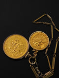 Antique 1918 Mexican 20 Peso Gold Coin Pendant in 10K Bezel