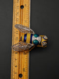 Vintage Buccellati 18K Gold Diamond Enamel Bee Brooch, Signed Statement Jewelry