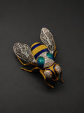 Vintage Buccellati 18K Gold Diamond Enamel Bee Brooch, Signed Statement Jewelry