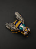 Vintage Buccellati 18K Gold Diamond Enamel Bee Brooch, Signed Statement Jewelry
