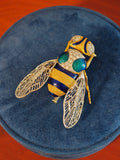 Vintage Buccellati 18K Gold Diamond Enamel Bee Brooch, Signed Statement Jewelry