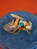 Vintage Buccellati 18K Gold Diamond Enamel Bee Brooch, Signed Statement Jewelry