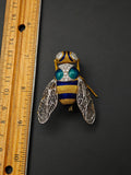 Vintage Buccellati 18K Gold Diamond Enamel Bee Brooch, Signed Statement Jewelry