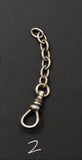 Vintage Antique Sterling Silver Watch Chain Clip Extender, Charm Holder Findings