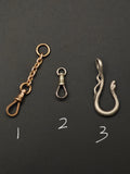 Antique 18K Solid White Gold Dog Clip Clasp, Watch Chain Fob Part