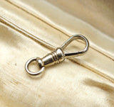 Antique 18K Solid White Gold Swivel Dog Clip Clasp, Watch Chain Fob Part