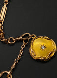 Antique Art Nouveau Repoussé 10K Gold Starburst Old Mine Diamond Locket
