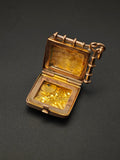 Antique 10K Gold Two-Tone Diamond Starburst Locket, Victorian Watch Fob