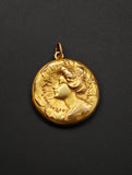 Antique Art Nouveau 10K Repoussé “Gibson Girl” Lady Locket, Gift for Her