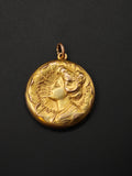 Antique Art Nouveau 10K Repoussé “Gibson Girl” Lady Locket, Gift for Her