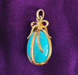 Retired Authentic Tiffany and Co 18k Jean Schlumberger Turquoise Egg Pendant , Gift for Her