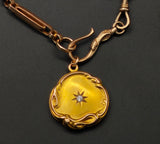 Antique Art Nouveau Repoussé 10K Gold Starburst Old Mine Diamond Locket