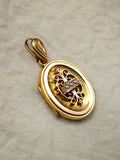 Victorian Etruscan Revival 12k Seed Pearl Oval Locket- Circa 1880s