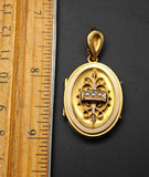 Victorian Etruscan Revival 12k Seed Pearl Oval Locket- Circa 1880s