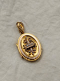 Victorian Etruscan Revival 12k Seed Pearl Oval Locket- Circa 1880s